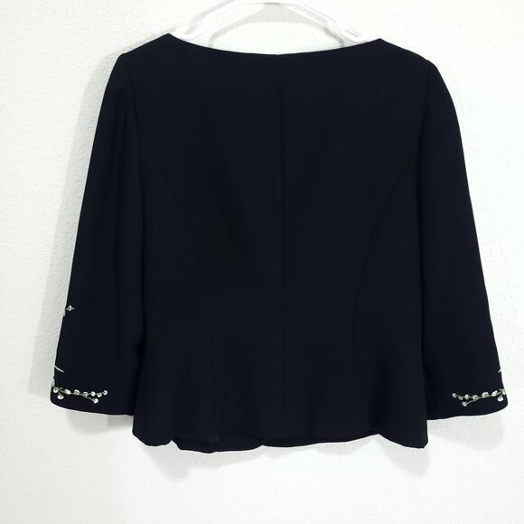 Drapers and Damons Blazer Womens Size 10  Black Cropped Embroidered Fitted - Picture 2 of 11